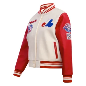 Montreal expos retro classic womens wool leather varsity jacket white red 2
