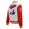 Montreal expos retro classic womens wool leather varsity jacket white red 3