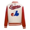 Montreal expos retro classic womens wool leather varsity jacket white red 4
