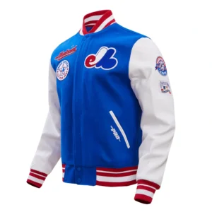 Montreal expos retro classic wool leather varsity jacket blue white 2