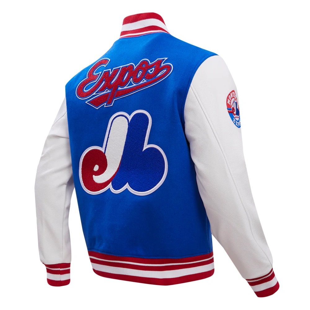 Montreal expos retro classic wool leather varsity jacket blue white 3