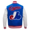 Montreal expos retro classic wool leather varsity jacket blue white 4
