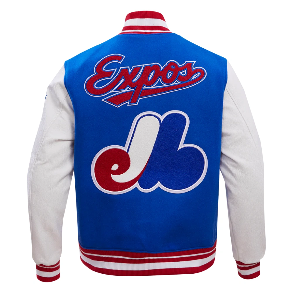 Montreal expos retro classic wool leather varsity jacket blue white 4