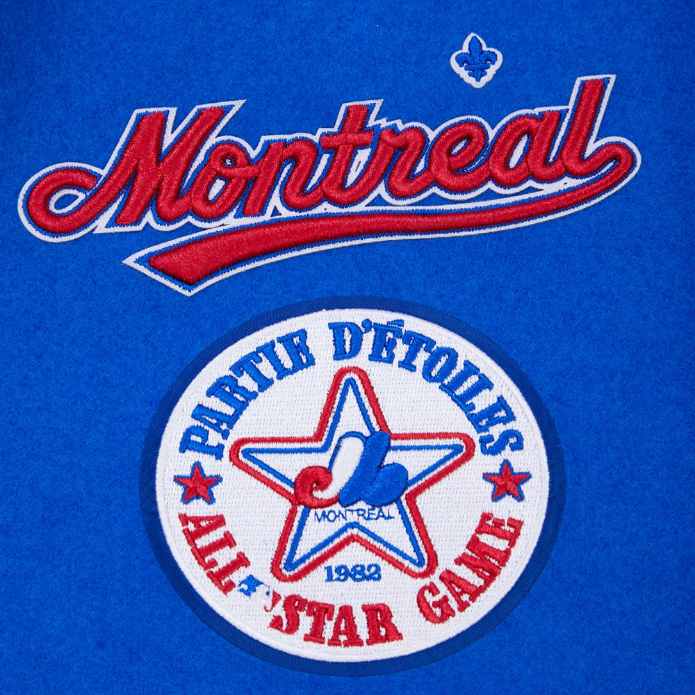 Montreal expos retro classic wool leather varsity jacket blue white 7