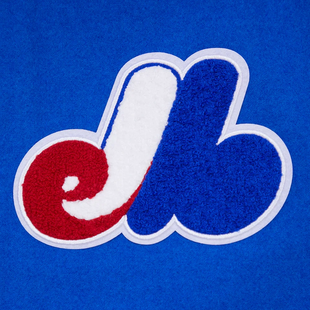 Montreal expos retro classic wool leather varsity jacket blue white 8