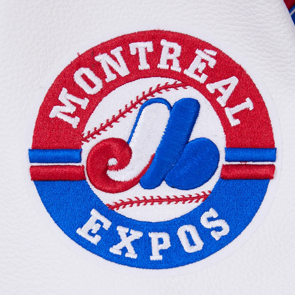 Montreal expos retro classic wool leather varsity jacket blue white 9