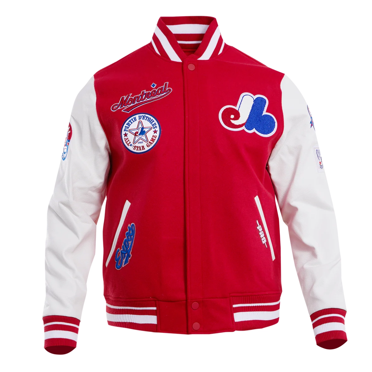 Montreal expos retro classic wool leather varsity jacket red white 1