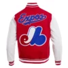 Montreal expos retro classic wool leather varsity jacket red white 4