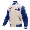 Montreal expos retro classic wool leather varsity jacket white blue 2