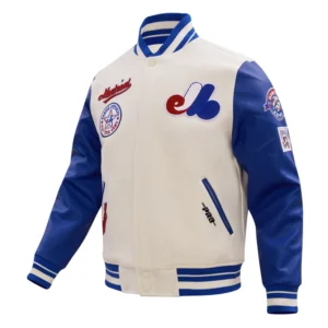 Montreal expos retro classic wool leather varsity jacket white blue 2