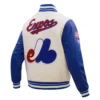 Montreal expos retro classic wool leather varsity jacket white blue 3