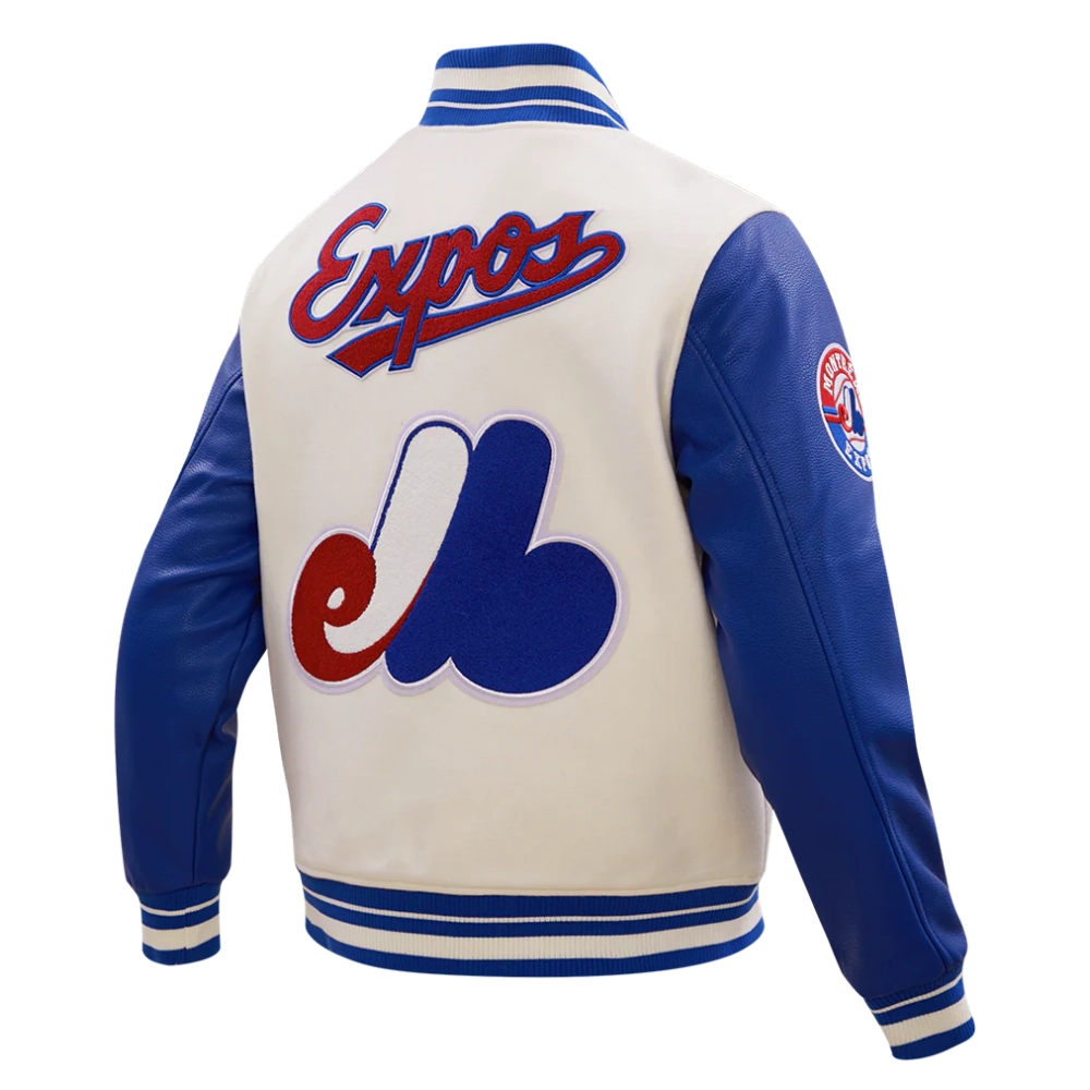Montreal expos retro classic wool leather varsity jacket white blue 3