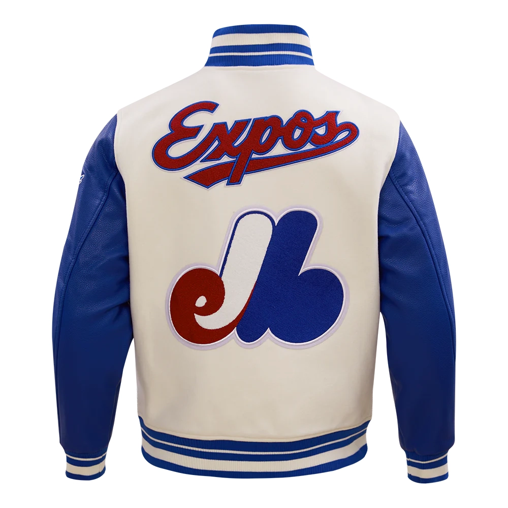 Montreal expos retro classic wool leather varsity jacket white blue 4