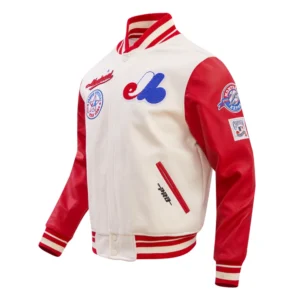 Montreal expos retro classic wool leather varsity jacket white red 2