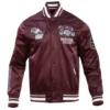 Morehouse college pro standard full snap satin varsity maroon jacket 3 1