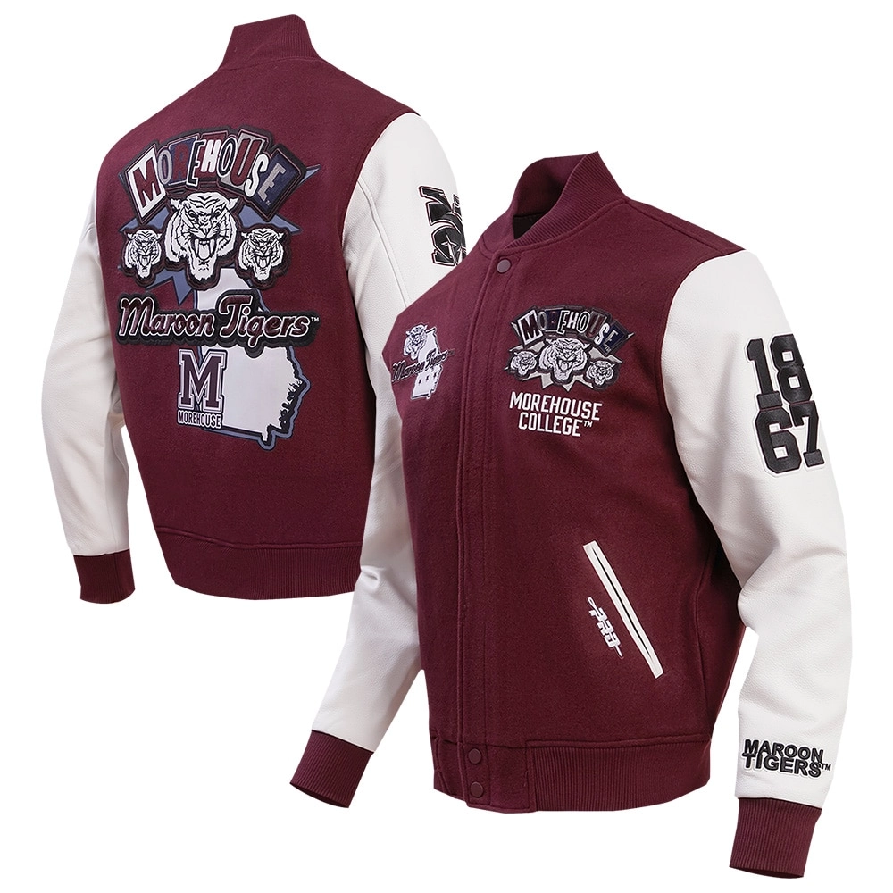 Morehouse maroon tigers homecoming maroon leather jacket