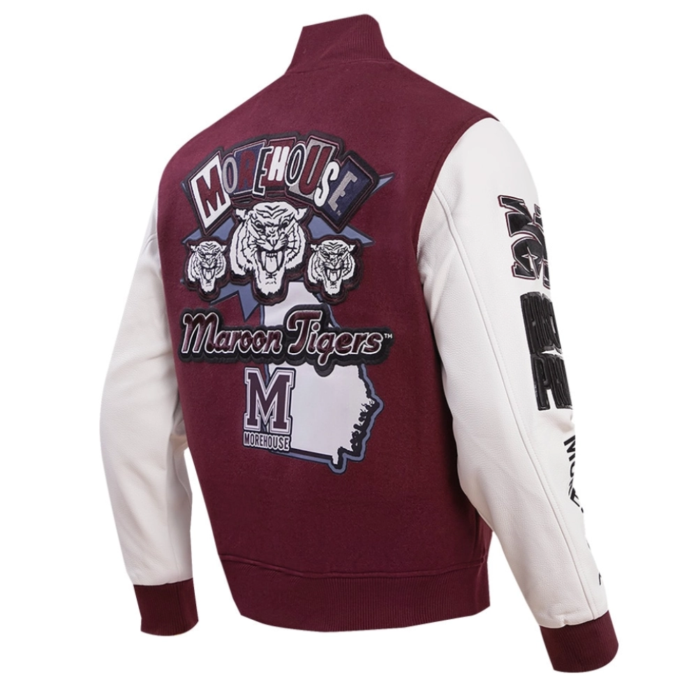 Morehouse maroon tigers homecoming wool leather maroon jacket