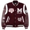 Morehouse maroon tigers motto 30 full snap wool leather jacket