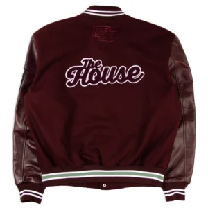 Morehouse maroon tigers motto 30 full snap wool leather varsity jacket
