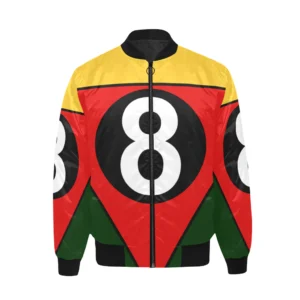 Multi color 8 ball printed satin bomber jacket 1