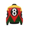 Multi color 8 ball printed satin bomber jacket 2
