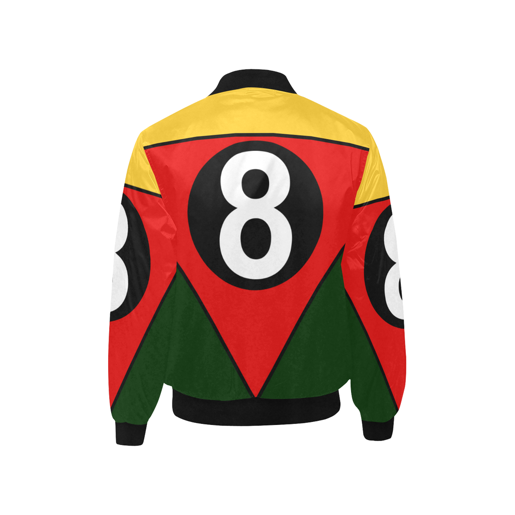 Multi color 8 ball printed satin bomber jacket 2