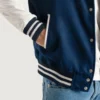 Navy blue and white varsity letterman jacket 1