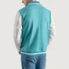 Navy blue and white varsity letterman jacket 8