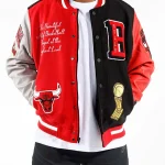 Chicago Bulls Color Block Wool/Leather Jacket