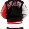 Nba chicago bulls black red varsity jacket 4
