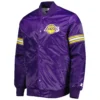 Nba los angeles lakers starter pick roll purple varsity jacket 1