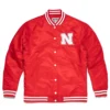 Nebraska monogram full snap satin varsity jacket red 1