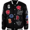 Negro league baseball allover vintage black wool leather varsity jacket 1