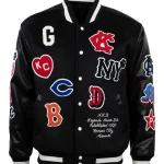 Negro League Baseball Allover Vintage Wool/Leather Jacket