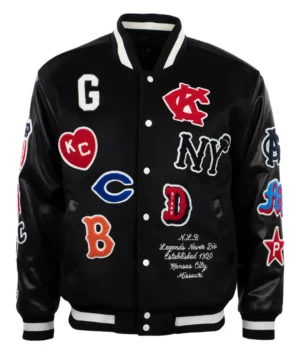 Negro league baseball allover vintage black wool leather varsity jacket 1