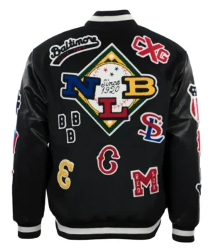 Negro league baseball allover vintage black wool leather varsity jacket 2