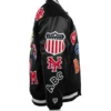 Negro league baseball allover vintage black wool leather varsity jacket 3