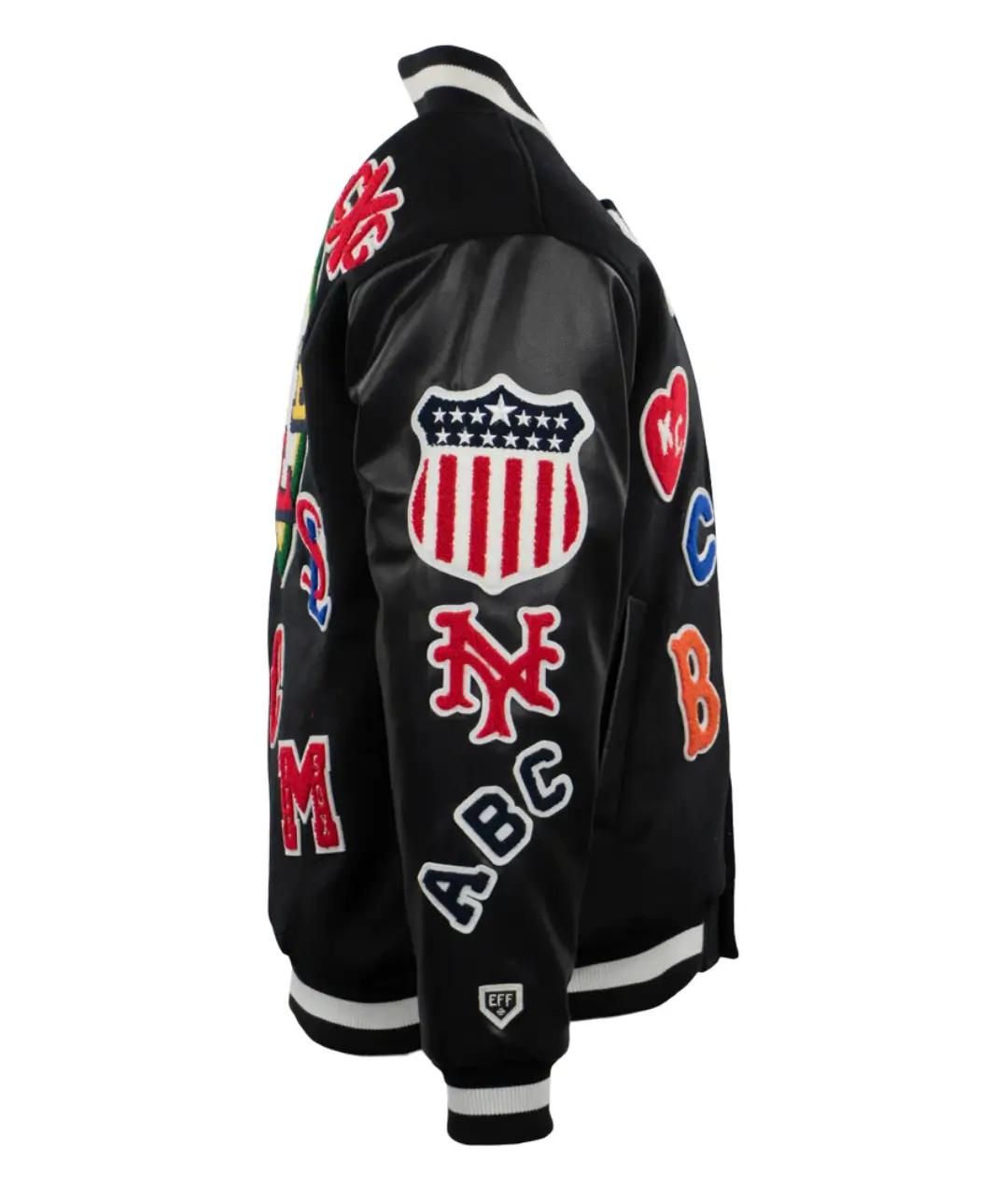 Negro league baseball allover vintage black wool leather varsity jacket 3