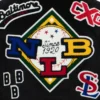 Negro league baseball allover vintage black wool leather varsity jacket 7
