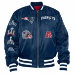 New England Patriots Ma-1 Blue Satin Jacket