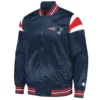 New england patriots full snap satin varsity jacket navy 1