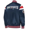New england patriots full snap satin varsity jacket navy