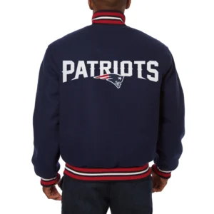 New england patriots handmade wool varsity jacket navy 2