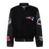 New england patriots jeff hamilton wool leather varsity jacket black 1