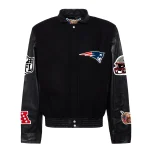 New England Patriots Black Wool/Leather Jacket