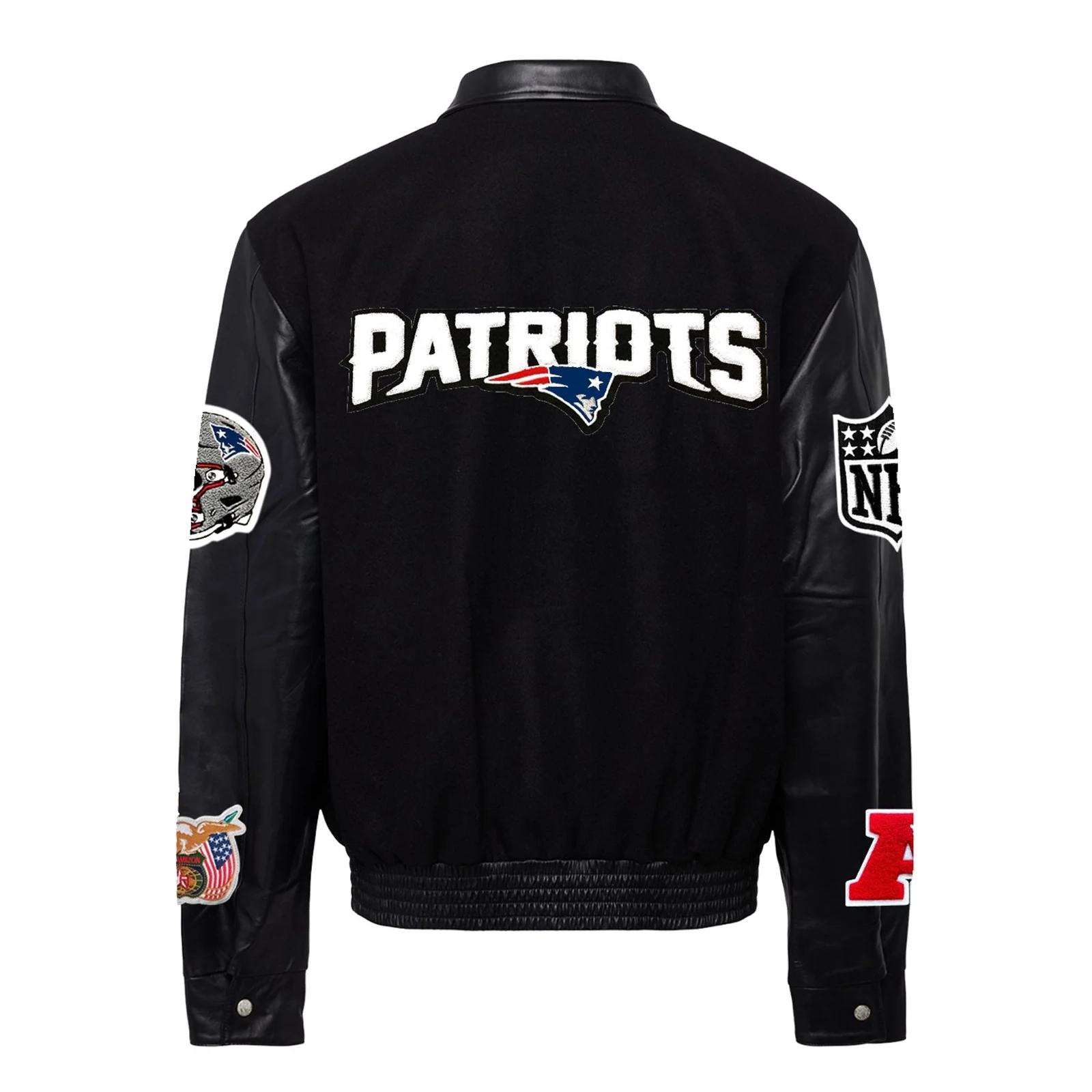 New england patriots jeff hamilton wool leather varsity jacket black 2