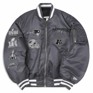 New england patriots ma 1 grey varsity jacket