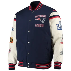 New england patriots victory formation commemorative full snap varsity jacket navy white 1 1