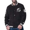 New jersey devils blackout corduroy black varsity jacket