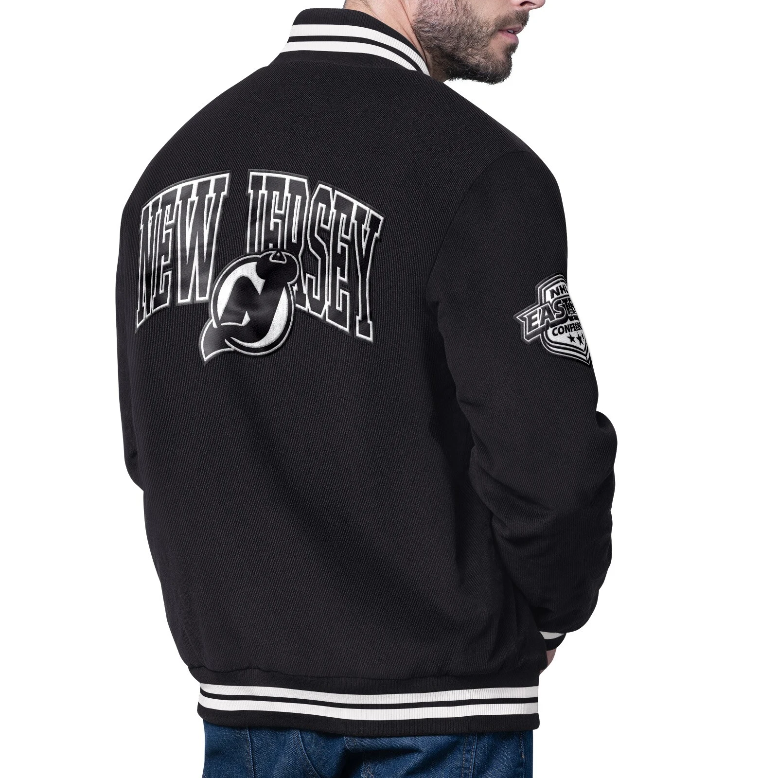 New jersey devils blackout corduroy varsity black jacket